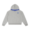Contrast Plaid Boxy Zip Hoodie